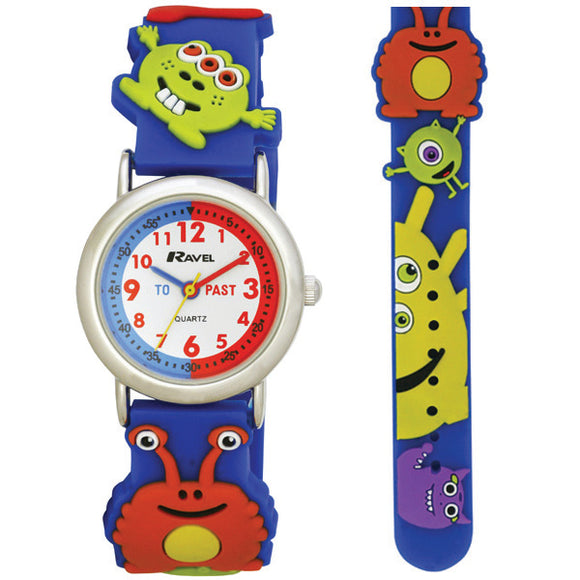 Ravel  R1513.60  Funtime Boys 3D Monsters Design Time Teacher Strap Watch