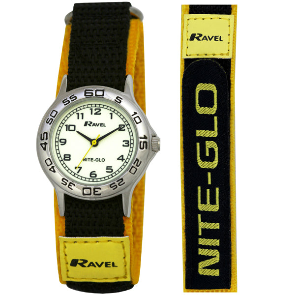 Ravel R1708.9 Boys Nite Glo Luminescent Black yellow Velcro